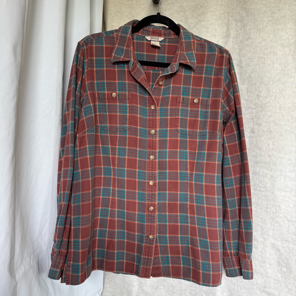 Duluth Trading Co Free Swingin Flannel Shirt size L